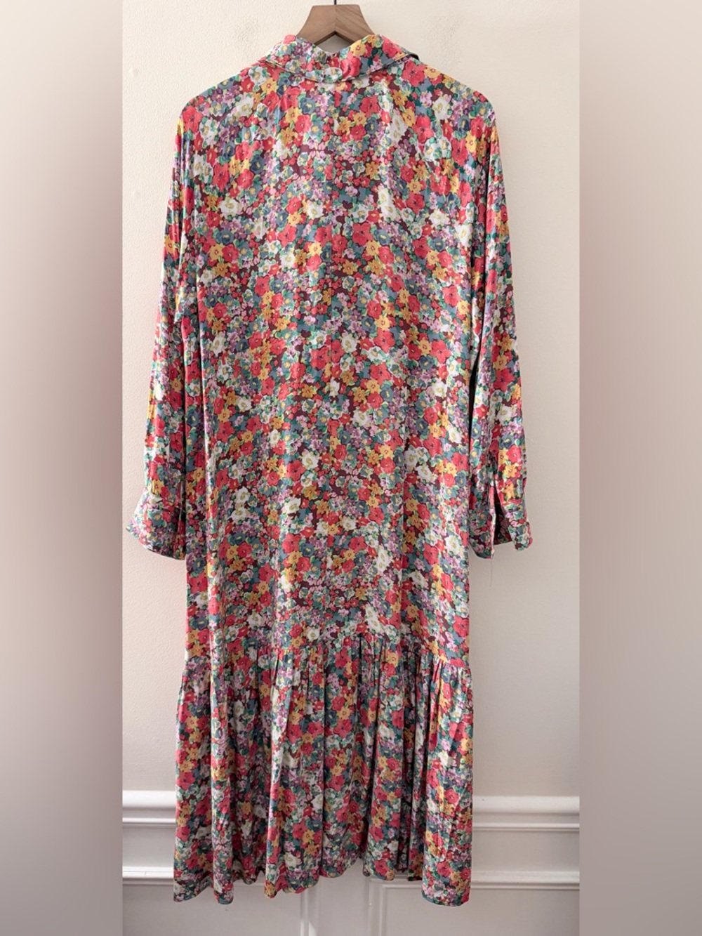 H&M Multicolor Floral Long Sleeve maxi Dress flowy romantic feminine L NWT - Picture 3 of 7